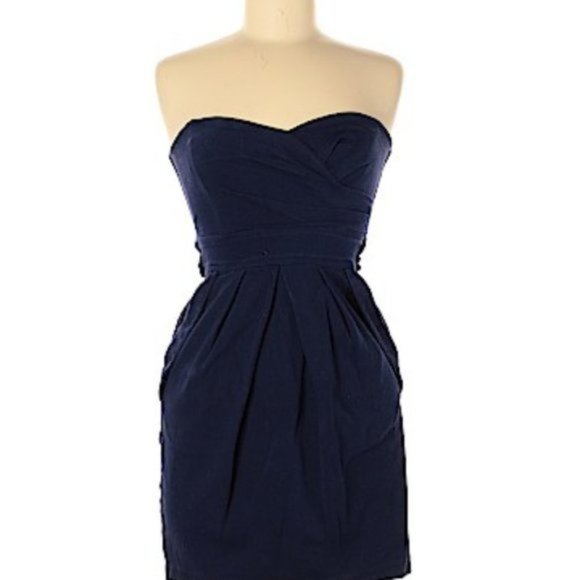 Navy Blue Strapless Dress Size 5 - Picture 1 of 3